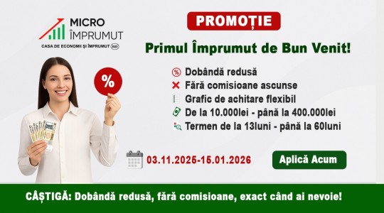 PROMOȚIE! Primul Împrumut de Bun Venit – Startul tău financiar cu MicroÎmprumut!