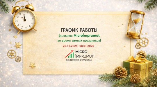 ГРАФИК РАБОТЫ филиалов MicroÎmprumut во время зимних праздников!