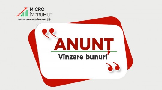 Anunț privind vânzarea unor automobile din parcul auto MicroImprumut!